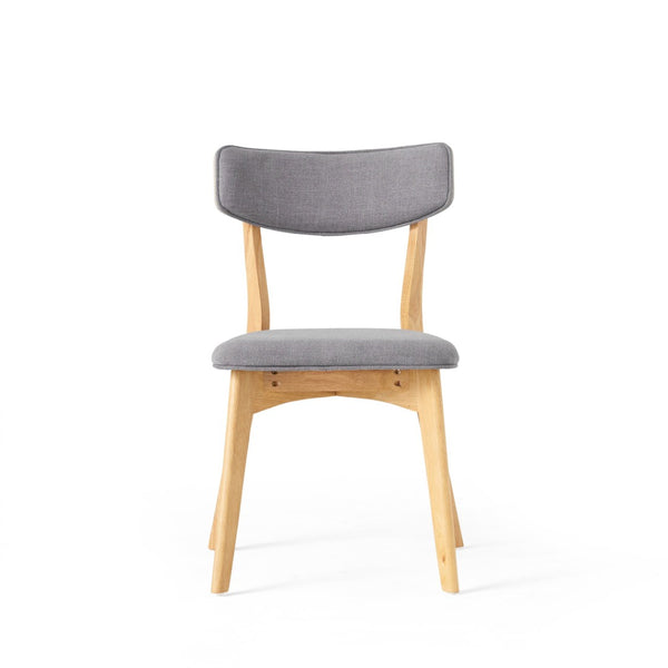 English Elm Caleb Mid-century Upholstered Dining Chair Set of Four with Tapered Oak Legs Dark Grey,Natural N768P282333O