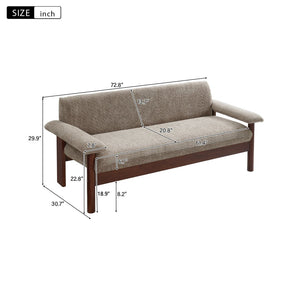 English Elm Modern Berber Fleece 2 Seat Loveseat Rubberwood Base Plush Armrest Couch for Apartments Brown N763S000050D