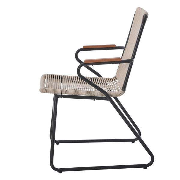 English Elm Christopher Knight Home® - MOONSTONE Light Brown Woven Rope Club Chairs Set of 2 – Powder-Coated Iron Frame, Modern Outdoor Seating N775P251643B