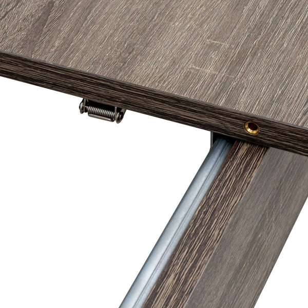 English Elm Dining Extendable Table 106.5" Long Family Dining Table for Small Spaces Melamine Woodgrain Top Dark Oak W331S00176