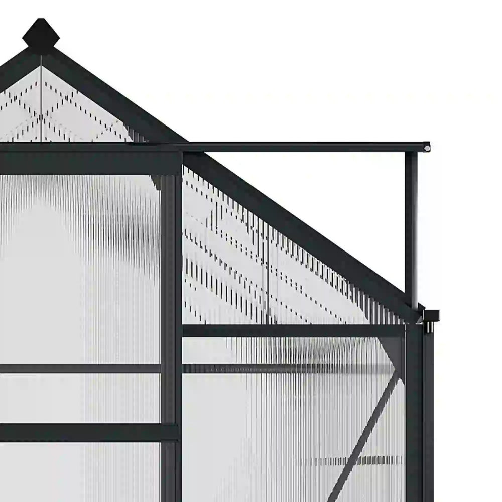 English Elm 6.2'x8.3'x6.6' Walk-in Aluminum Polycarbonate Greenhouse with Vent and Rain Gutters T3971S00062