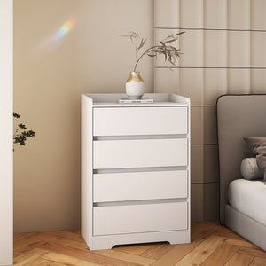 English Elm 4 Drawer Dresser with Anti-Tip Kit, Waterproof White Chest, Modern Sturdy Frame, Safe Smooth Drawers W132166400