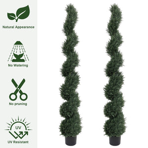English Elm 6ft Spiral Topiary Cedar Artificial Potted Trees Porch Patio Entryway Accent 2 Pack W2945P390483