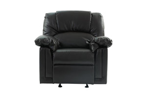 English Elm Motion Recliner Chair with Bonded Leather Upholstery, Solid Wood Frame, Smooth Metal Recline Mechanism Black 35 L x 30 W x 26 H B011P205229