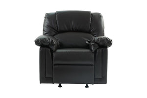 English Elm Modern Black Bonded Leather Sofa and Recliner Set for Contemporary Living Rooms B011S02384