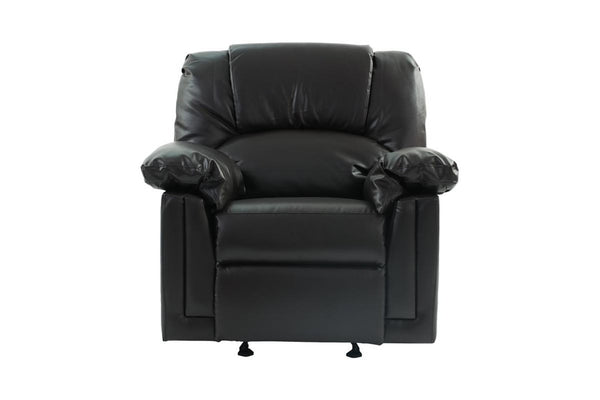 English Elm Modern Black Bonded Leather Sofa and Recliner Set for Contemporary Living Rooms B011S02384