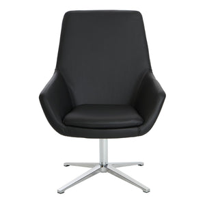 OSP Home Furnishings Modern Scoop Office Chair Faux Leather Ergonomic Swivel Seat with Polished Aluminum Base FL80228AL-U6