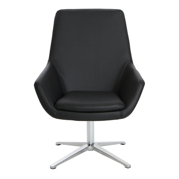OSP Home Furnishings Modern Scoop Office Chair Faux Leather Ergonomic Swivel Seat with Polished Aluminum Base FL80228AL-U6