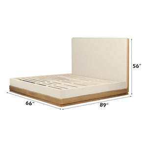English Elm Zoey Queen Bed Wire-brushed Oak Veneer and Upholstered Headboard for Modern Bedroom B2756S00023