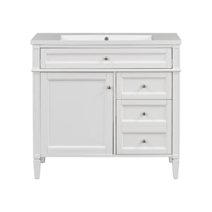 English Elm 36'' Modern Bathroom Vanity Set With Sink, Mirror & Open Shelves - Stylish Storage Solution! N710S236006K