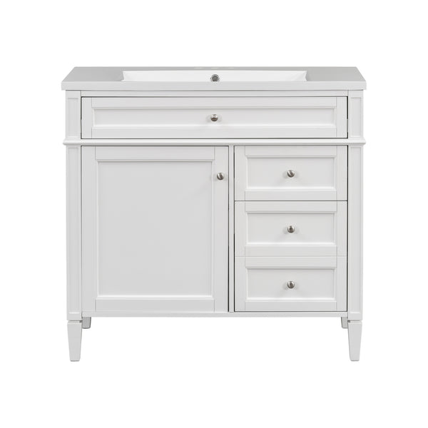 English Elm 36'' Modern Bathroom Vanity Set With Sink, Mirror & Open Shelves - Stylish Storage Solution! N710S236006K
