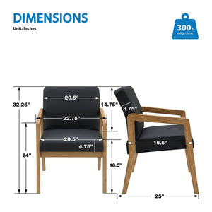 OSP Home Furnishings Wood Guest Chair Solid Oak Frame Memory Foam Seat Lumbar Support for Office Waiting Room WD580-U6
