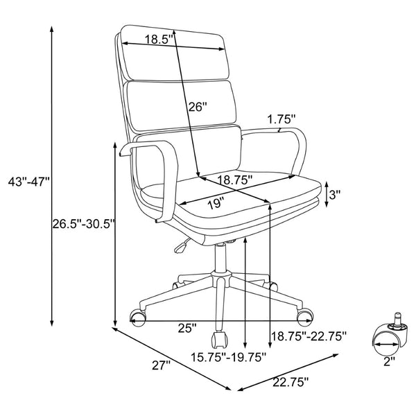 English Elm Molly Leatherette High Back Office Chair with Chrome Base and Ergonomic Arm Support B062P451989