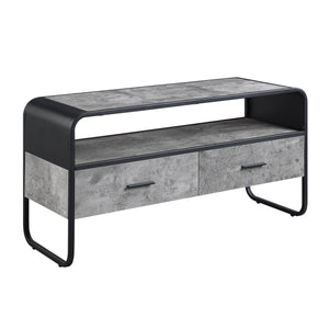 English Elm Modern Sleek TV Stand with Faux Concrete Top and Open Shelf Storage Minimalist Frame for Living Room Decor and Media Organization Black,Gray 17 L x 42.5 W x 8.5 H B2741P337133