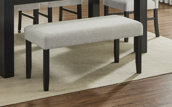 English Elm 1pc Contemporary Dining Bench with Plush Padded Seat, Wood Frame & Straight Legs for Stylish Seating Black,Light Gray 16.73 L x 42.52 W x 5.71 H B011P375945