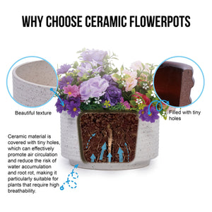 English Elm 2 Pieces Ceramic Flowerpot Set - Elegant Milk White Planters Perfect For Indoor & Outdoor Décor W3273P322550