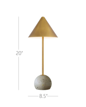 Currey & Company Journey Natural & Brass Cordless Table Lamp: Portable Elegance With Sophisticated Style & Functionality Gold Travertine ,Metal 6700-0014-currey-company
