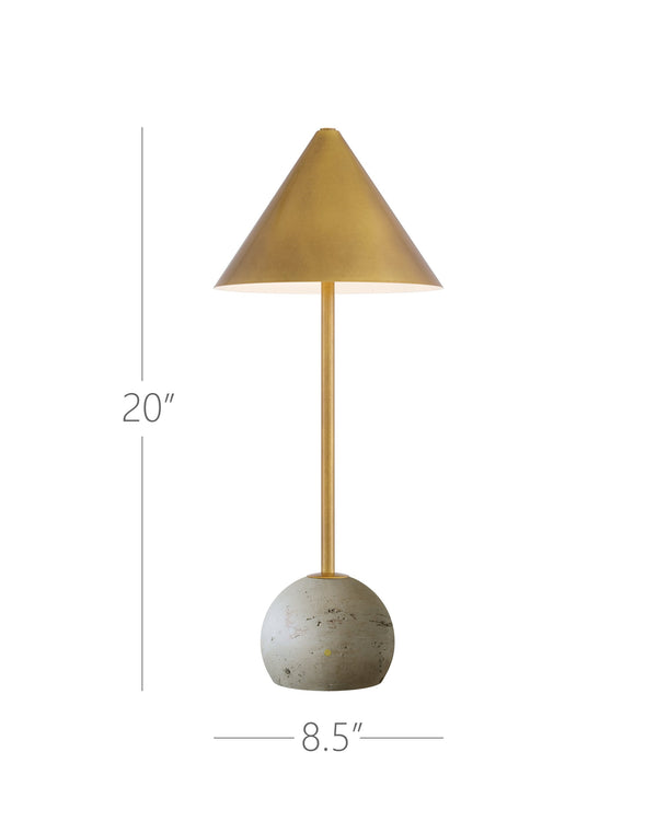 Currey & Company Journey Natural & Brass Cordless Table Lamp: Portable Elegance With Sophisticated Style & Functionality Gold Travertine ,Metal 6700-0014-currey-company