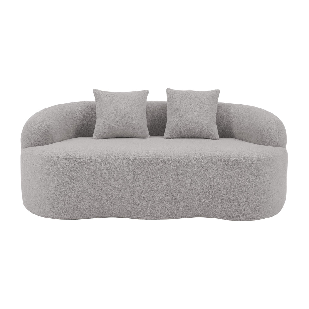 English Elm Grey Curved Loveseat Sofa with Round Armrest, Plush Foam+Spring Comfort, 2 Pillows, No Assembly W3612P332453