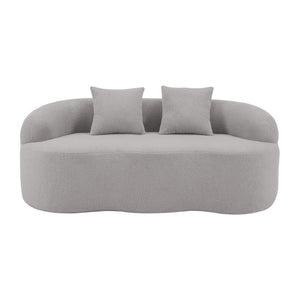 English Elm Grey Curved Loveseat Sofa with Round Armrest, Plush Foam+Spring Comfort, 2 Pillows, No Assembly W3612P332453