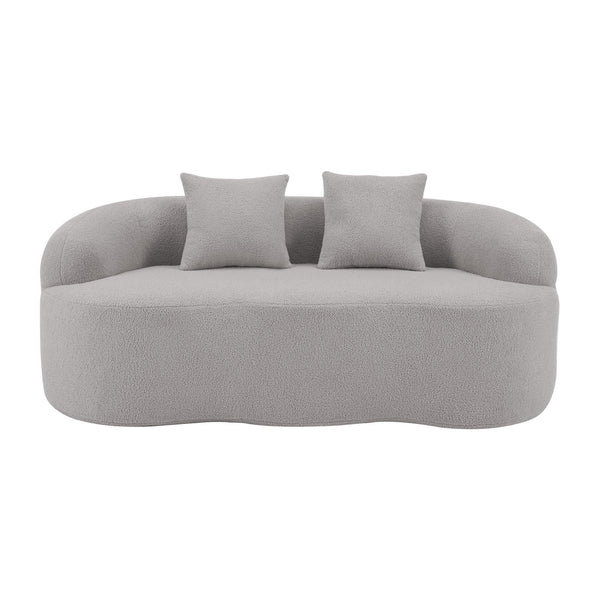 English Elm Grey Curved Loveseat Sofa with Round Armrest, Plush Foam+Spring Comfort, 2 Pillows, No Assembly W3612P332453