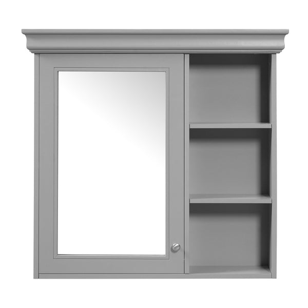 English Elm 30'' Wall Mount Bathroom Cabinet with Mirror Soft Close Door and Adjustable Shelf Gray N710P209425E