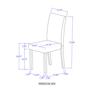 English Elm Grey Modern 5PC Dining Set with High-Gloss Table and 4 Fabric Chairs, Solid Wood+MDF, Sturdy Design B201P390561