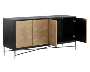 Sunpan Algarve Sideboard - Mid-Century Modern Design with Solid Mango Wood and Unique Artisan Craftsmanship Black / Champagne Gold
