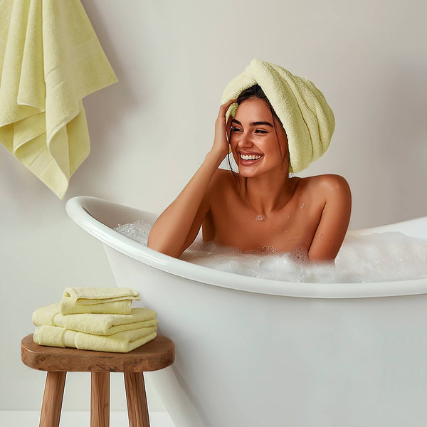 JLA Home Madison Park Signature - Ultra-Soft 100% Cotton Towels with 800 GSM Plush Pile, Antimicrobial Finish and Oeko-Tex Safety Yellow MPS73-413