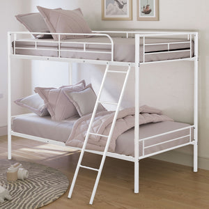 English Elm Contemporary Twin-over-Full Bunk Bed with Sturdy Metal Frame, Two-Tone Finish, Space-Saving Design White 15 L x 80 W x 8 H B2741P347316