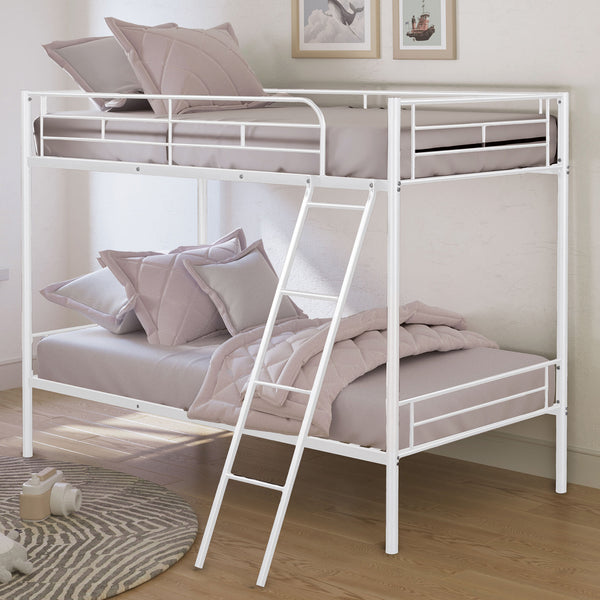 English Elm Contemporary Twin-over-Full Bunk Bed with Sturdy Metal Frame, Two-Tone Finish, Space-Saving Design White 15 L x 80 W x 8 H B2741P347316