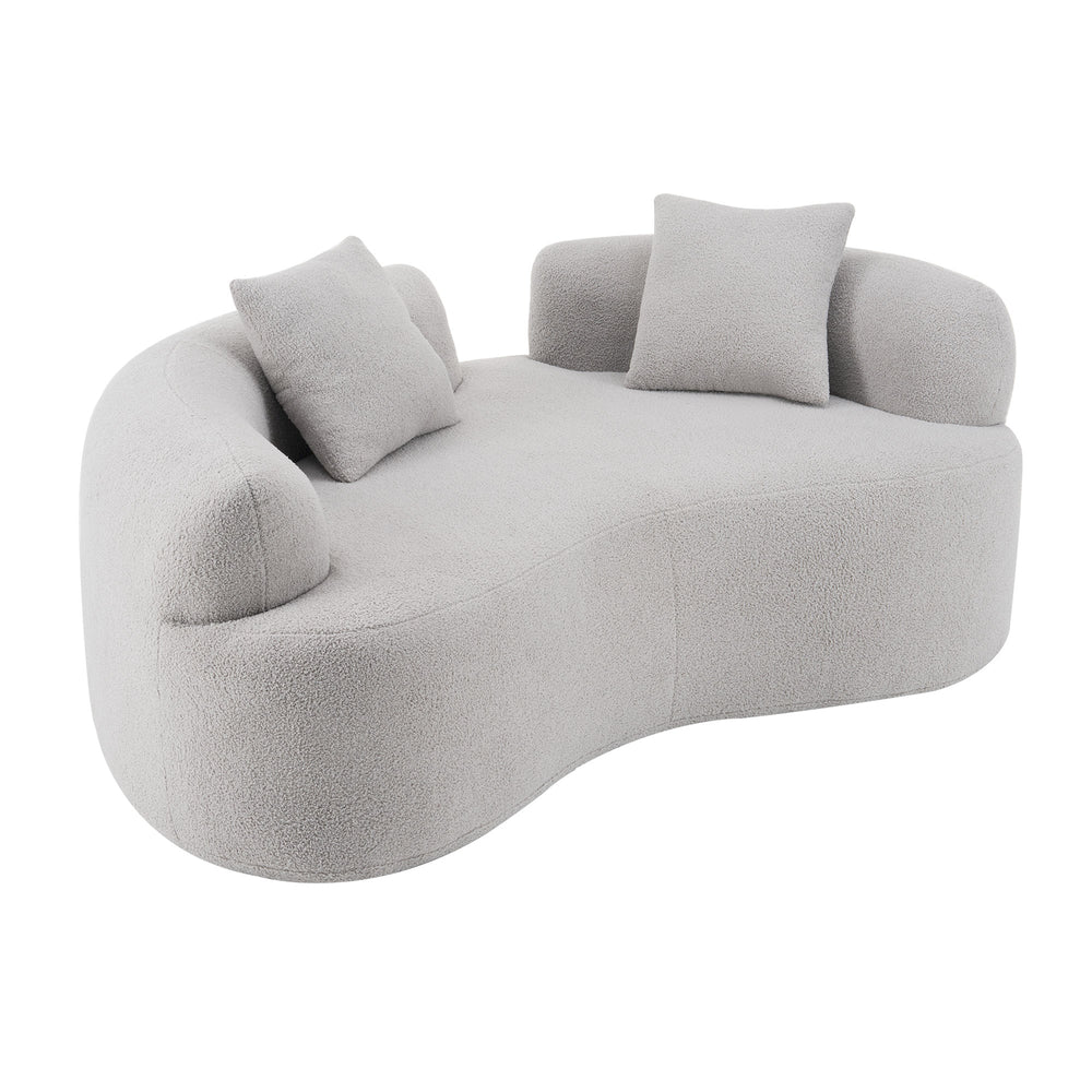 English Elm 66.93 Curved Loveseat 73" Heart-Shaped Teddy Velvet Sofa Full Foam & Spring Support, No-Assembly Cozy Compact Grey W3612P332116