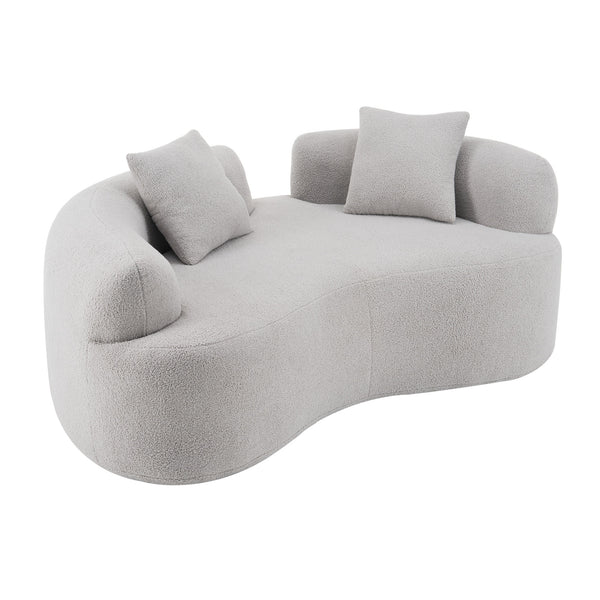 English Elm 66.93 Curved Loveseat 73" Heart-Shaped Teddy Velvet Sofa Full Foam & Spring Support, No-Assembly Cozy Compact Grey W3612P332116