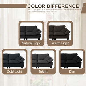 English Elm Modular U-shape Chenille Cloud Sectional with Sculptural Sailboat Arms Six Seats Black W3163S00127