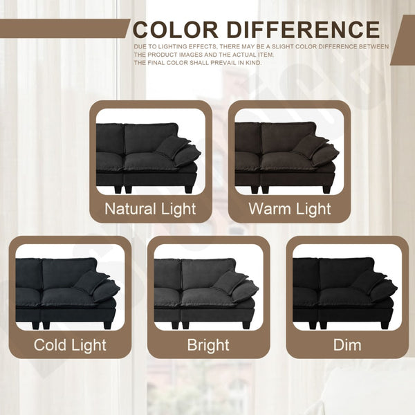 English Elm Modular U-shape Chenille Cloud Sectional with Sculptural Sailboat Arms Six Seats Black W3163S00127