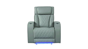 English Elm Fortuner Upholstery Recliner Chair - Modern Wood Frame With Massage, Usb Ports & Led Lighting - Gray B009P287714