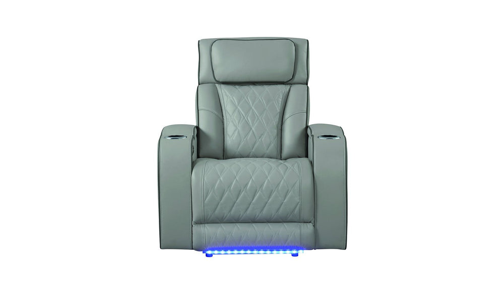 English Elm Fortuner Modern Recliner Chair With Massage, Power Recline & Usb Ports - Gray Faux Leather Elegance G150109104