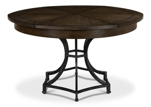 Sarreid Sunset Jupe Dining Table - Artisan Grey With Dark Hammered Finish, Oak Solids & Metal Inlay Design Grey  78-155-2