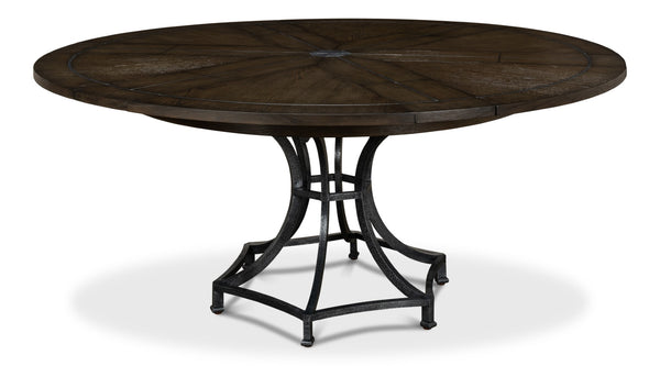 Sarreid Sunset Jupe Dining Table - Artisan Grey With Dark Hammered Finish, Oak Solids & Metal Inlay Design Grey  78-155-2