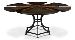 Sarreid Sunset Jupe Dining Table - Artisan Grey With Dark Hammered Finish, Oak Solids & Metal Inlay Design Grey  78-155-2