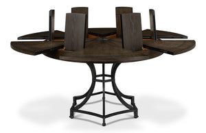 Sarreid Sunset Jupe Dining Table - Artisan Grey With Dark Hammered Finish, Oak Solids & Metal Inlay Design Grey  78-155-2