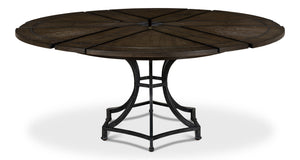 Sarreid Sunset Jupe Dining Table - Artisan Grey With Dark Hammered Finish, Oak Solids & Metal Inlay Design Grey  78-155-2
