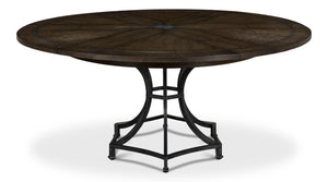 Sarreid Sunset Jupe Dining Table - Artisan Grey With Dark Hammered Finish, Oak Solids & Metal Inlay Design Grey  78-155-2
