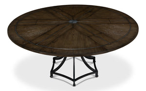 Sarreid Sunset Jupe Dining Table - Artisan Grey With Dark Hammered Finish, Oak Solids & Metal Inlay Design Grey  78-155-2