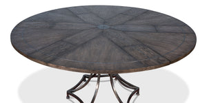 Sarreid Sunset Jupe Dining Table - Artisan Grey With Dark Hammered Finish, Oak Solids & Metal Inlay Design Grey  78-155-2