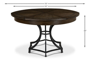 Sarreid Sunset Jupe Dining Table - Artisan Grey With Dark Hammered Finish, Oak Solids & Metal Inlay Design Grey  78-155-2