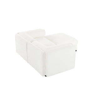 English Elm Stylish White Chenille 2-Seater Loveseat With Hidden Storage, Ergonomic Support, And Modern Design W714S01035-GIGA