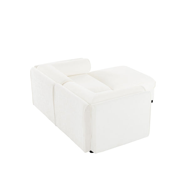English Elm Stylish White Chenille 2-Seater Loveseat With Hidden Storage, Ergonomic Support, And Modern Design W714S01035-GIGA