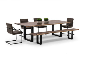 VIG Furniture Taylor Extra-Large 102" Acacia Live Edge Dining Table, 1.5" Solid Top, Matte Black U Legs, Seats 8-10 VGEDPRO226005-BRN-DT