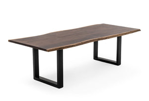 VIG Furniture Taylor Extra-Large 102" Acacia Live Edge Dining Table, 1.5" Solid Top, Matte Black U Legs, Seats 8-10 VGEDPRO226005-BRN-DT